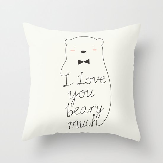 I love your beary much Throw Pillow
