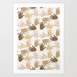 Creative Hands Colorful lines pink blue yellow green Art Print
