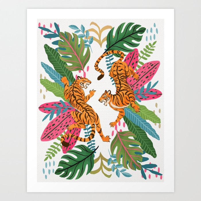 Wild Jungle Tigers Art Print