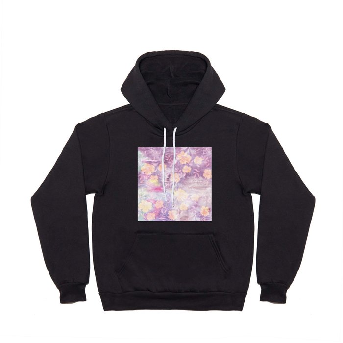 Modern Abstract Pink Lilac Yellow Watercolor Floral Hoody
