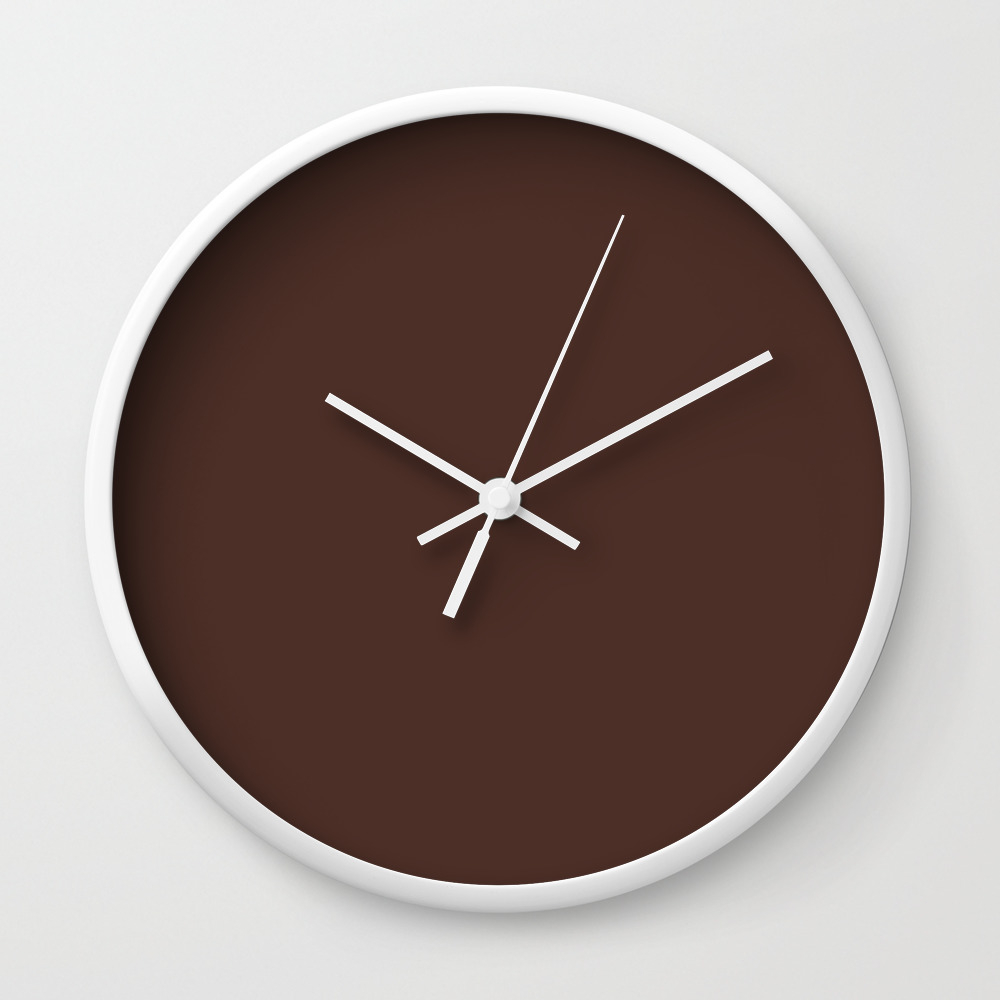 Acajou Solid Brown Color Wall Clock By Makeitcolorful Society6