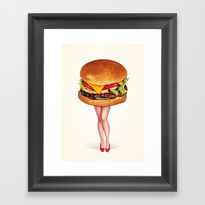 Cheeseburger Pin-Up Framed Art Print