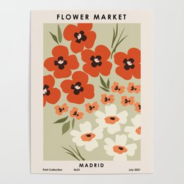 Flower market. Madrid Poster
