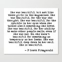 She Was Beautiful Fitzgerald Quote Throw Pillow By
