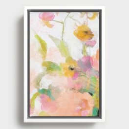 pink spring summer floral abstract Framed Canvas