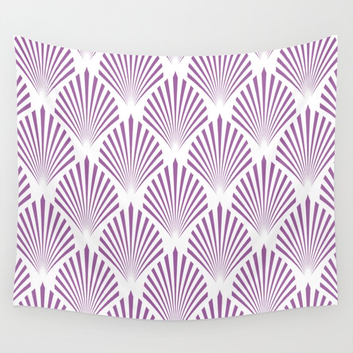 Purple and White Elegant Scallop Fan Pattern Pairs DE 2022 Popular Color Royal Pretender DE5999 Wall Tapestry