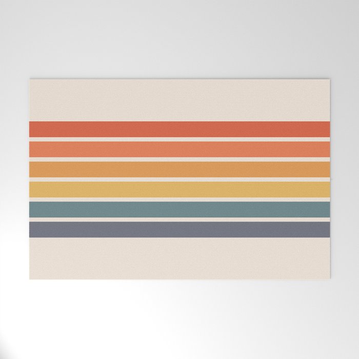 Parama - Classic Colorful 70s Vintage Style Retro Racing Summer Stripes Welcome Mat