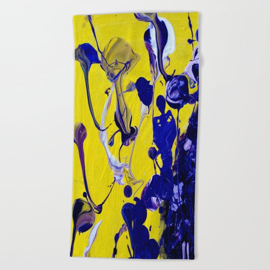 Ultra Violet Blue Yellow Abstract Paint Beach Towel