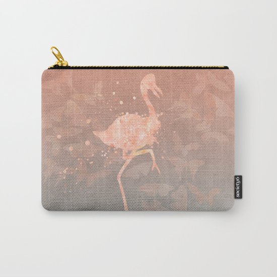 Flamingo Butterfly watercolor pastel grey apricot color artwork Carry-All Pouch