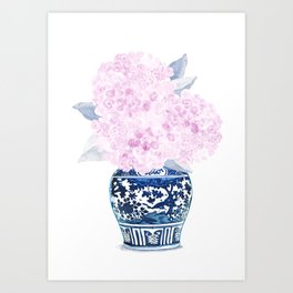 Baby Pink Hydrangea, China Vase Art Print