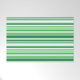 [ Thumbnail: Light Green, Sea Green & Mint Cream Colored Striped Pattern Welcome Mat ]
