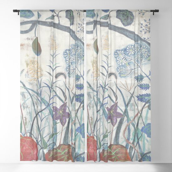 Nature Japanese Painting Sheer Curtain By Soozai Society6
