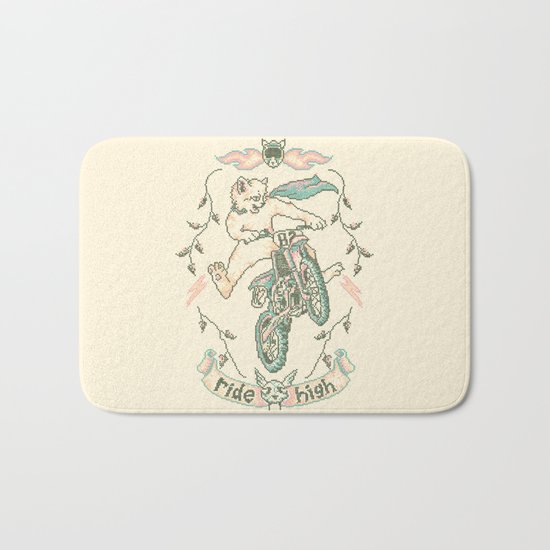 Motocross-Stitch Kitteh Bath Mat