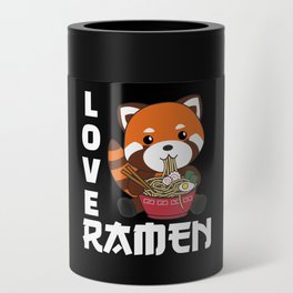 Powered By Ramen Cute Red Panda Eats Ramen Noodles Can Cooler