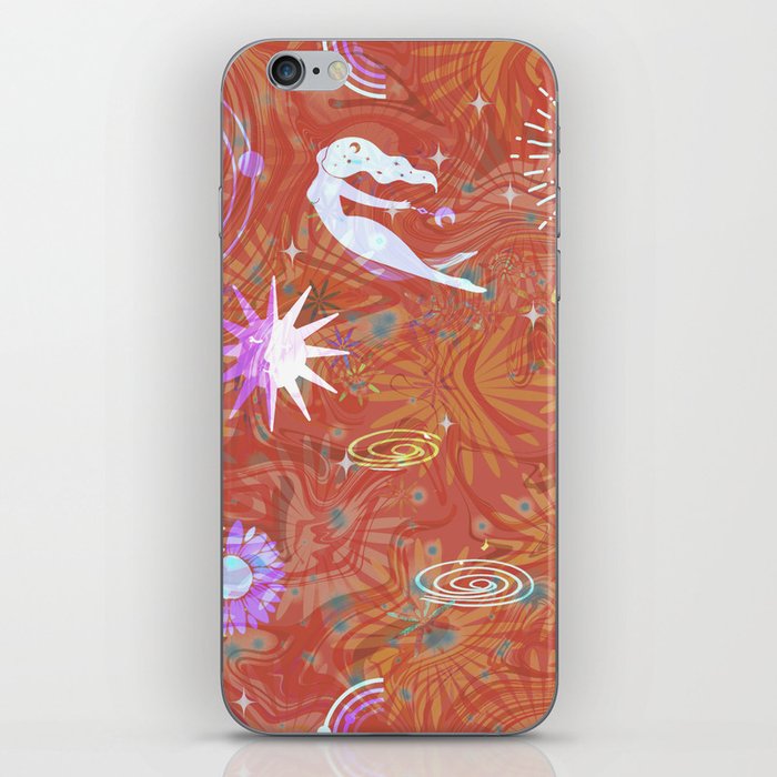 Moon goddess in a burnt sunset background  iPhone Skin