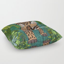 ocelot jungle green Floor Pillow