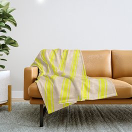 [ Thumbnail: Bisque & Yellow Colored Stripes/Lines Pattern Throw Blanket ]