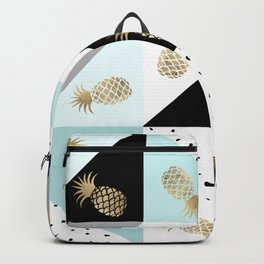 Pastel color block watercolor dots faux gold pineapple Backpack | Pastelcolors, White, Polkadots, Goldpineapple, Black, Gray, Dots, Elegant, Pineapples, Geometrical 