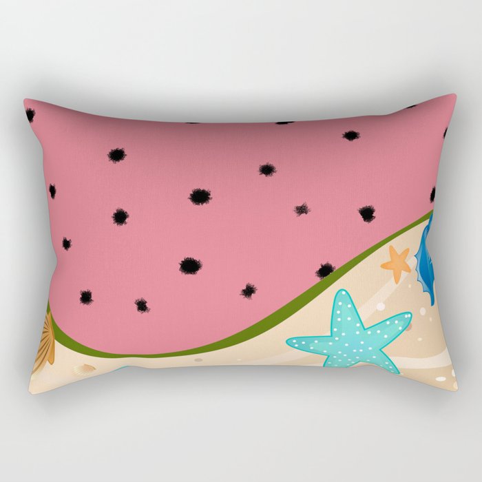 Watermelon Summer Beach Rectangular Pillow