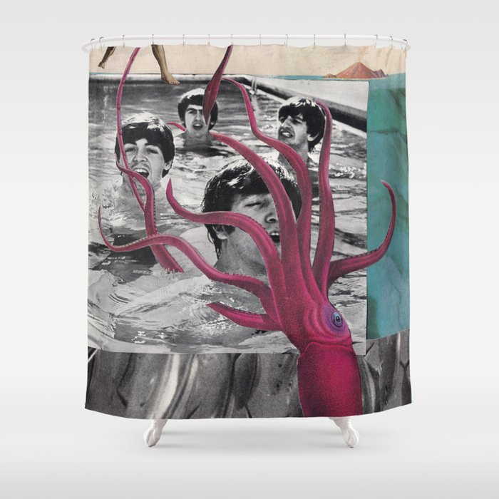 Beat Swim Vs. Squid Shower Curtain