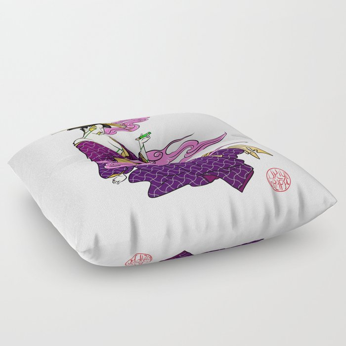Bijinga - Smoking woman in kimono Floor Pillow