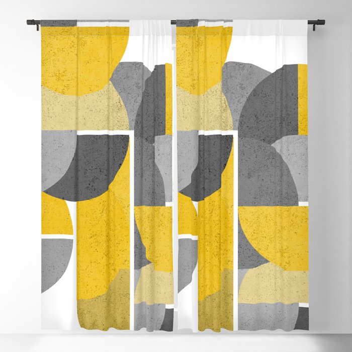 Modern Yellow and Gray Geometric 3 Blackout Curtain