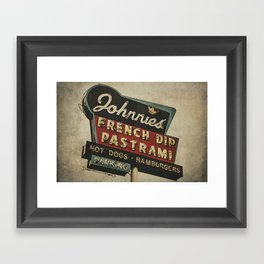 Johnnie's French Dip Pastrami Vintage/Retro Neon Sign Framed Art Print