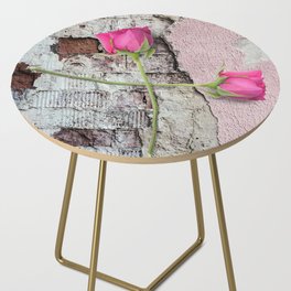 Pink Roses on Concrete  Side Table
