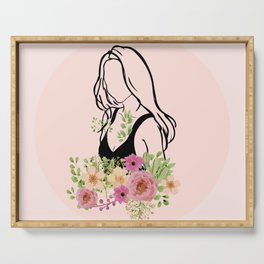 Girl with flowers Serving Tray