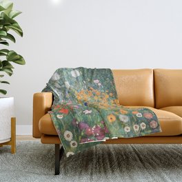 Gustav Klimt Flower Garden Throw Blanket