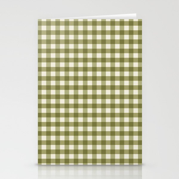 Gingham Plaid | Olive Green Stationery Cards