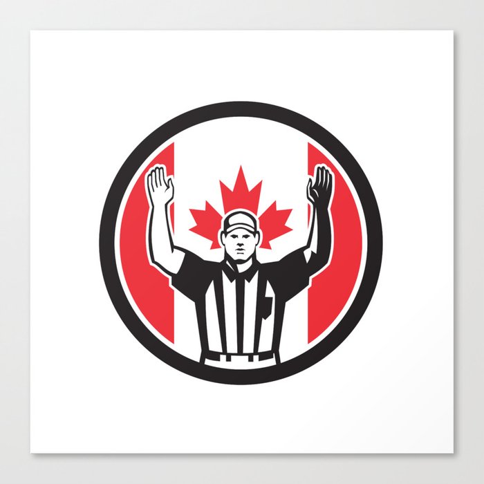 Canadian Football Referee Canada Flag Icon Canvas Print