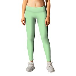 EARLY SPRING green solid color. Soft pastel Celadon shade plain pattern  Leggings