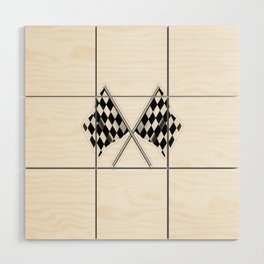 Chequered Flag Crossed Wood Wall Art