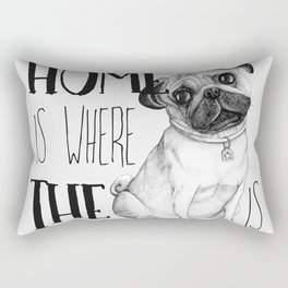 Home Is Where The Dog Is (Pug) White Rectangular Pillow