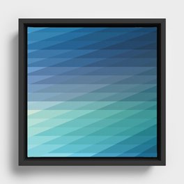Fig. 042 Blue Geometric Gradient Stripes Framed Canvas