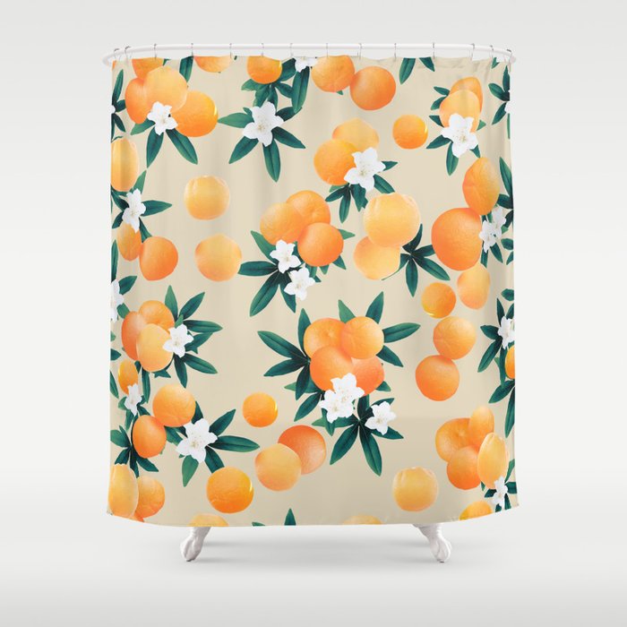 Orange Twist Flower Vibes #9 #tropical #fruit #decor #art #society6 Shower Curtain