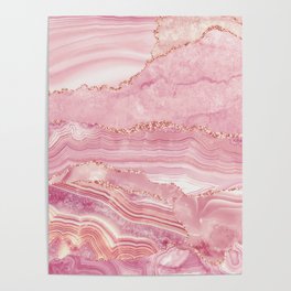 Pink Glamour Marble Agate  Poster
