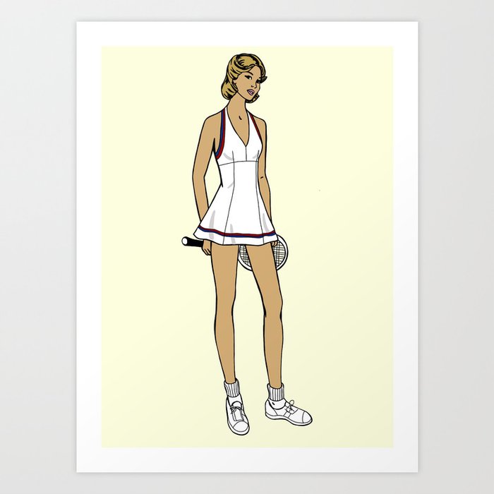 retro tennis girl Art Print