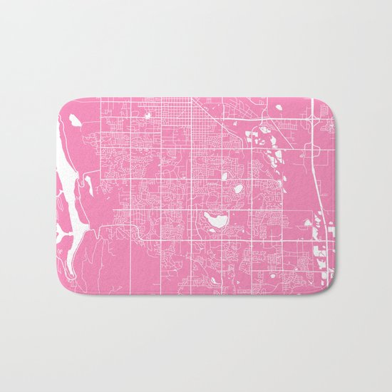Fort Collins map pink Bath Mat