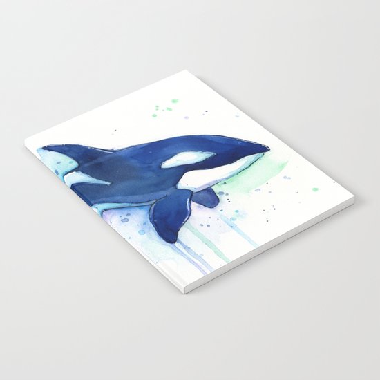Killer Whale Orca Watercolor Painting Animal Art Notebook