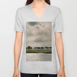 Afternoon Storm on the Coast and Salt Pond landscape by Vilhelm Hammershoi V Neck T Shirt