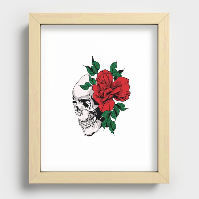 Dead Skull Girl Flower Recessed Framed Print