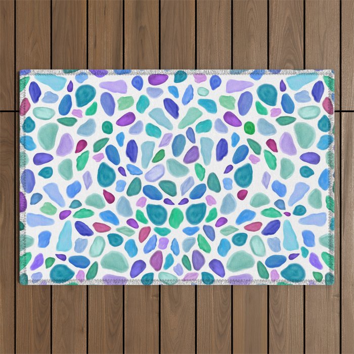 Scattered Sea Glass Pattern Outdoor Rug