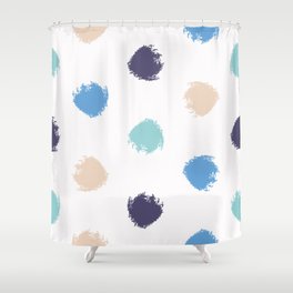 Seamless aesthetic brush dot pattern. Abstract minimalistic ornament with elements in trendy color. Simple vintage repeating texture. Modern swatch.  Shower Curtain