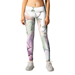 Succulents Mint and Purple by Nature Magick Leggings