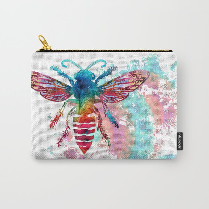 Colorful Nature Insect Art - Mandala Bee Carry-All Pouch