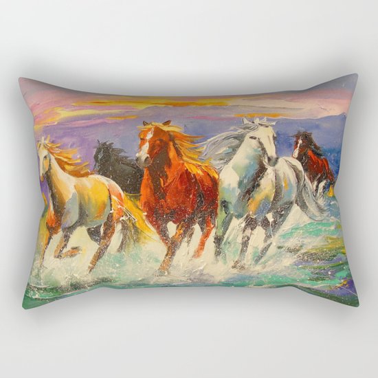 A herd of horses Rectangular Pillow