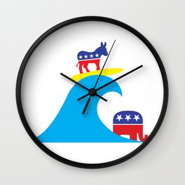 Democratic Donkey Riding Midterm Eection Blue Wave Wall Clock