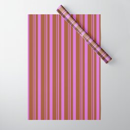 [ Thumbnail: Orchid & Sienna Colored Lines Pattern Wrapping Paper ]
